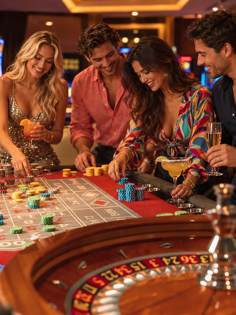 American Roulette – Casino Dominic Friends around the American roulette wheel at Casino Dominic, Cap Cana