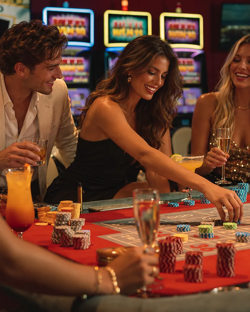 Roulette night at Casino Dominic Friends toasting at the American roulette table at Casino Dominic, Cap Cana